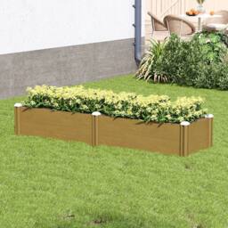 Living and Home Plastic Wood-Grain Raised Garden Bed Planter in Brown - Size: Large - thumbnail 2