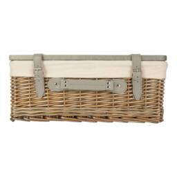 Red Hamper Antique Wash White Lined Willow Empty Picnic Basket with Pinewood Lid - Size: XL - thumbnail 4