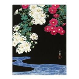 Artery8 Ohara Koson Framed Wall Art Print Chrysanthemums & Running Water in Pink - Size: A4 - thumbnail 3