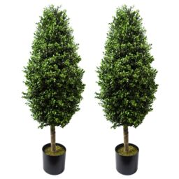 Leaf 120cm Outdoor Buxus Ball Cone Artificial Tree UV Resistant Outdoor in Green - thumbnail 1