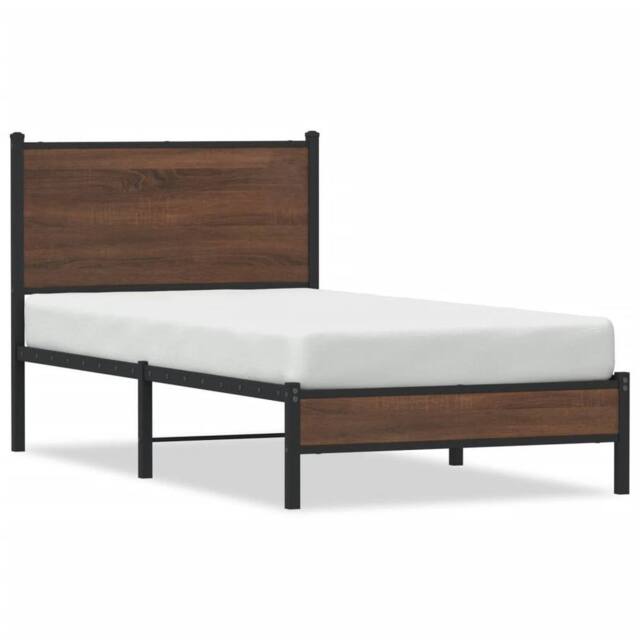 Berkfield Home Metal Bed Frame without Mattress Brown Oak 90x190 cm Single - image 1