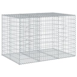 Berkfield Home Gabion Basket with Cover 150x100x100 cm Galvanised Iron in Silver - Size: 150 x 100 x 100 cm - thumbnail 5