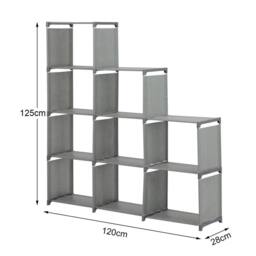 Nordara 9-Cube Modern Bookcase Storage Shelf Display Unit Organizer in Dark Grey - thumbnail 2