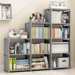 Nordara 9-Cube Modern Bookcase Storage Shelf Display Unit Organizer in Dark Grey - thumbnail 1
