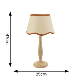 ValueLights Victoria Light Wood Candlestick Table Lamp with Linen Scallop Trim Tapered Shade in Burnt Orange - thumbnail 6