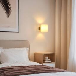 COMELY Wooden Indoor Wall Lamp, 3 Colours LED Wall Light, Glass Wall Light in Walnut - thumbnail 4