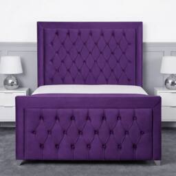 Living Comfort Bedz Ember Plush Velvet Upholstered Bed Slatted Base with 48Inch Headboard in Purple - Size: Single - thumbnail 2