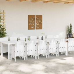 Berkfield Home White 13 Piece Garden Dining Set White Poly Rattan - thumbnail 1