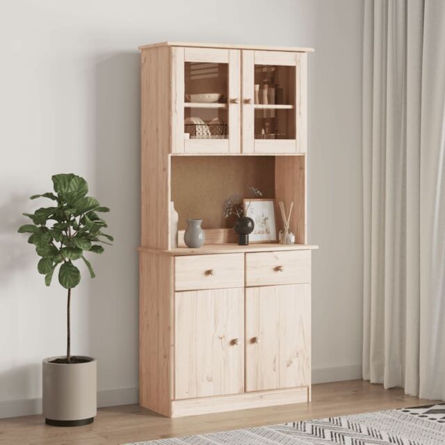 Berkfield Home Highboard ALTA 77x35x165 cm Solid Wood Pine in Brown - Size: 77 x 35 x 165 cm - image 1