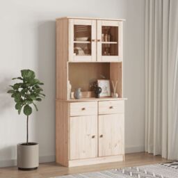 Berkfield Home Highboard ALTA 77x35x165 cm Solid Wood Pine in Brown - Size: 77 x 35 x 165 cm