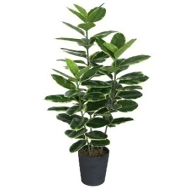 Leaf Artificial Rubber Plant Tree Deluxe Faux Design 120cm in Green - image 1