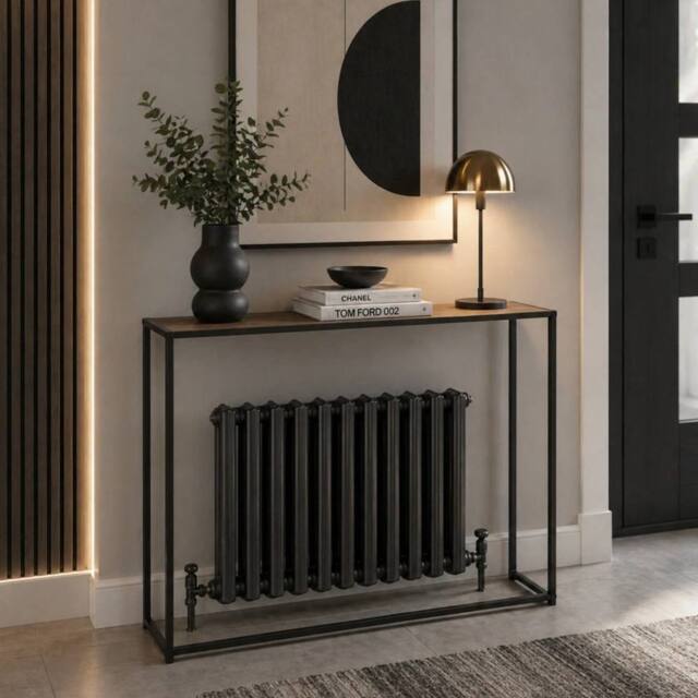 FORGEVIO Rustic Free Standing Radiator Hallway Console Side Table in Black - image 1