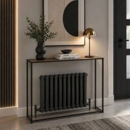 FORGEVIO Rustic Free Standing Radiator Hallway Console Side Table in Black - thumbnail 1