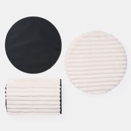 OHS Storage Box Lid Ottoman Folding Ribbed Fleece Footstool Tub in Cream - thumbnail 6