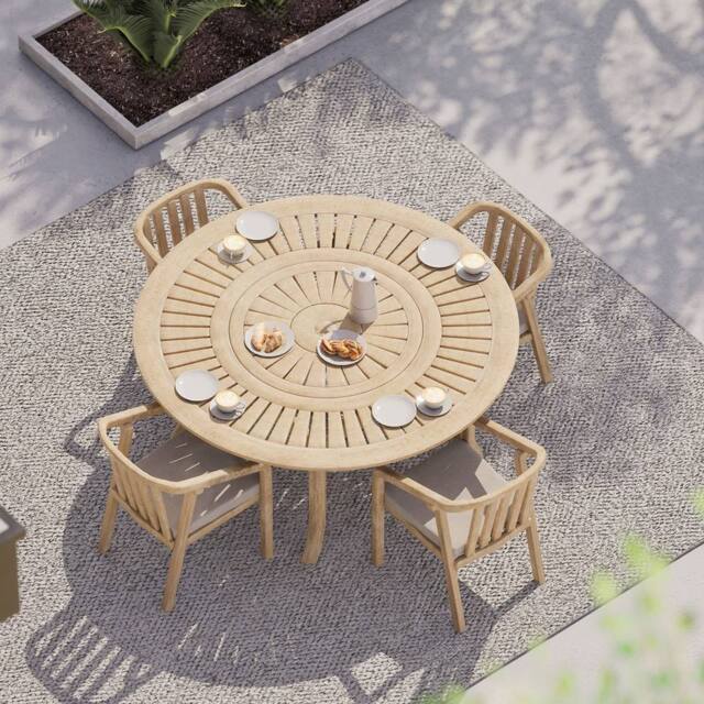 Royalcraft Maris 4-Seater Round with Riven chairs in Natural - image 1