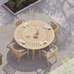 Royalcraft Maris 4-Seater Round with Riven chairs in Natural - thumbnail 1
