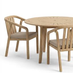 Royalcraft Maris 4-Seater Round with Riven chairs in Natural - thumbnail 4