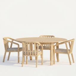 Royalcraft Maris 4-Seater Round with Riven chairs in Natural - thumbnail 3