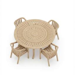Royalcraft Maris 4-Seater Round with Riven chairs in Natural - thumbnail 5