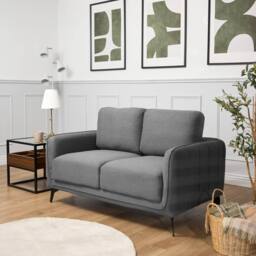Bravich LTD Brixton 2 Seater Sofa - Modern Fabric Sofa with Steel Legs in Grey - thumbnail 1