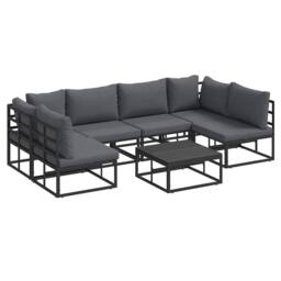 Berkfield Home Garden Sofa Set 7 pcs Black 70 x 70 x 32 cm Aluminium - thumbnail 1