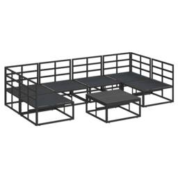 Berkfield Home Garden Sofa Set 7 pcs Black 70 x 70 x 32 cm Aluminium - thumbnail 9