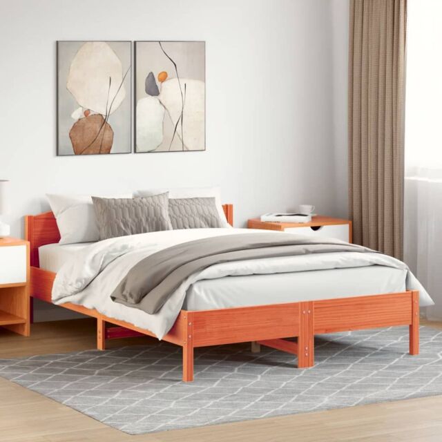 Berkfield Home Bed Frame without Mattress Wax Brown 160x200 cm Solid Wood Pine - image 1