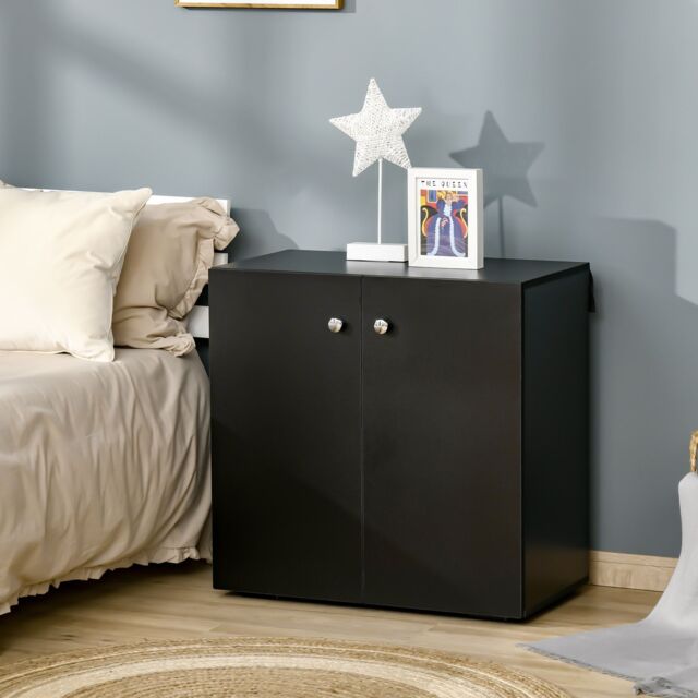 HOMCOM Cabinet w/ Shelves & Door Wooden Sideboard Freestanding Cupboard in Black - image 1