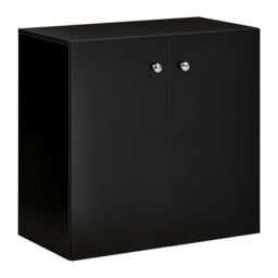 HOMCOM Cabinet w/ Shelves & Door Wooden Sideboard Freestanding Cupboard in Black - thumbnail 2