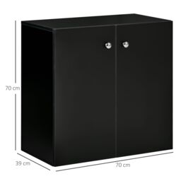 HOMCOM Cabinet w/ Shelves & Door Wooden Sideboard Freestanding Cupboard in Black - thumbnail 3