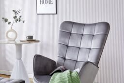 KOSY KOALA Rocking chair recliner lounge with footstool grey velvet sofa living room furniture - thumbnail 3