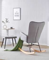 KOSY KOALA Rocking chair recliner lounge with footstool grey velvet sofa living room furniture - thumbnail 9