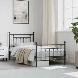 Berkfield Home Metal Bed Frame with Headboard & Footboard Black 100x190 cm - thumbnail 3