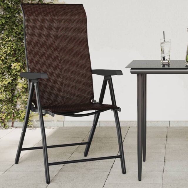 Berkfield Home Folding Garden Chairs 8 pcs Brown Poly Rattan - image 1