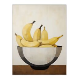 "Artery8 Wall Art Print Banana Bowl Minimalist Painting Still Life Simple Kitchen Poster in Yellow - Size: W24"" x H32""" - thumbnail 1