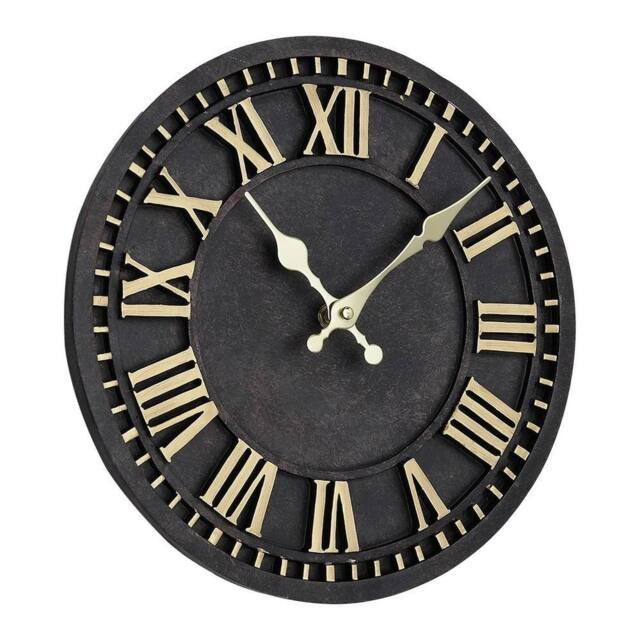 "Kelvenix 12"" Outdoor Garden Roman Wall Clocks in Black - Size: 0.6m2" - image 1