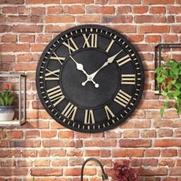 "Kelvenix 12"" Outdoor Garden Roman Wall Clocks in Black - Size: 0.6m2" - thumbnail 5