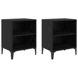Berkfield Home Bedside Cabinets 2 pcs Black Oak 40x30x50 cm Engineered Wood - Size: 40 x 30 x 50 cm - thumbnail 2