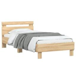 Berkfield Home Bed Frame with Headboard & LED Lights Sonoma Oak 90x200 cm in Brown - thumbnail 5