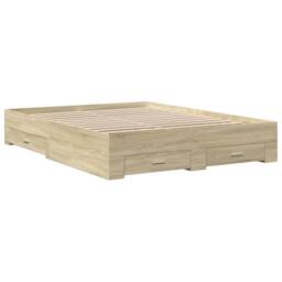 Berkfield Home Bed Frame w/Drawers Frame Sonoma Oak 150x200 cm King Size in Light Tan - thumbnail 3