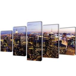 Berkfield Home Canvas Wall Print Set Birds Eye View of New York Skyline 200x100cm - Size: 200x100 cm - thumbnail 1