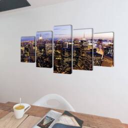 Berkfield Home Canvas Wall Print Set Birds Eye View of New York Skyline 200x100cm - Size: 200x100 cm - thumbnail 2