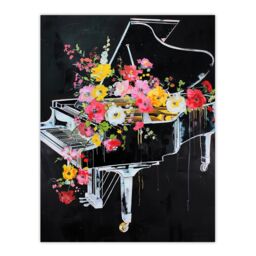 "Artery8 Wildflowers in Grand Piano Street Art Graffiti Wall Art Print in Black - Size: W24"" x H32""" - thumbnail 1