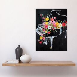 "Artery8 Wildflowers in Grand Piano Street Art Graffiti Wall Art Print in Black - Size: W24"" x H32""" - thumbnail 4