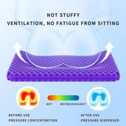 KORVIXA Gel Seat Cushion, Double Thick Soft in Purple - Size: 120 cm x 90 cm - thumbnail 4