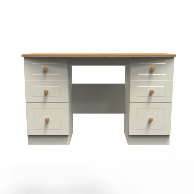 Ready Assembled 2 U Lancaster 6 Drawer Kneehole Desk (Ready Assembled) in Cream - image 1