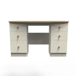 Ready Assembled 2 U Lancaster 6 Drawer Kneehole Desk (Ready Assembled) in Cream - thumbnail 1