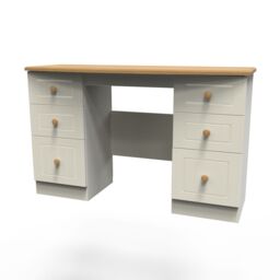 Ready Assembled 2 U Lancaster 6 Drawer Kneehole Desk (Ready Assembled) in Cream - thumbnail 3