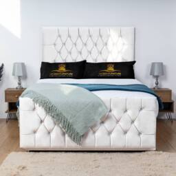 UK Bed Furniture Jublie Divan Bed Base with 26 Inch Headboard - No Storage in White - Size: Single