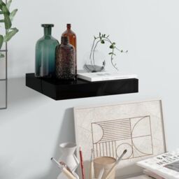Berkfield Home Floating Wall Shelf High Gloss Black 23x23.5x3.8 cm MDF - thumbnail 1